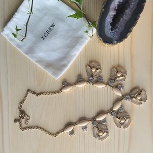 J Crew Rhinestone Metal Necklace with J Crew Bag
